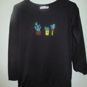 Black cactus quarter sleeve shirt.